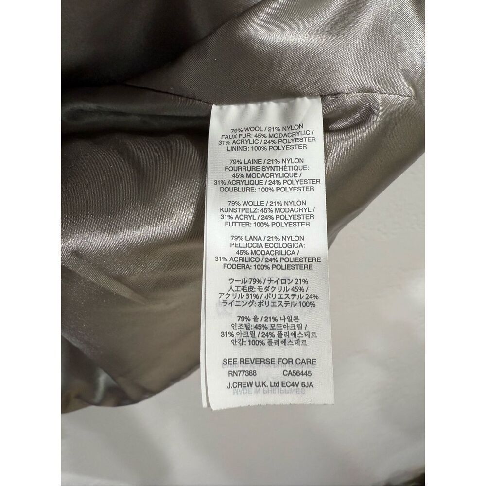 J Crew Stadium Cloth Fur Lined Wool Coat Size 0 - Picture 8 of 9